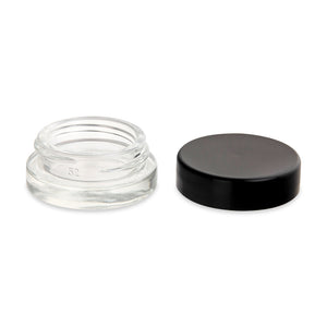 Thick Wall Glass Jar w/ Lid - 7ml - Clear Jar w/ Black Lid - 450ct-Glass Jars-[-LoudLock.com