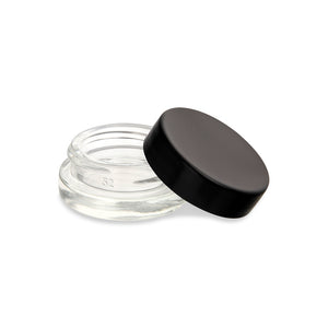 Thick Wall Glass Jar w/ Lid - 7ml - Clear Jar w/ Black Lid - 450ct-Glass Jars-[-LoudLock.com