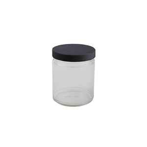 9oz Glass Jar - Black Cap - 12ct-Glass Jars-[-LoudLock.com