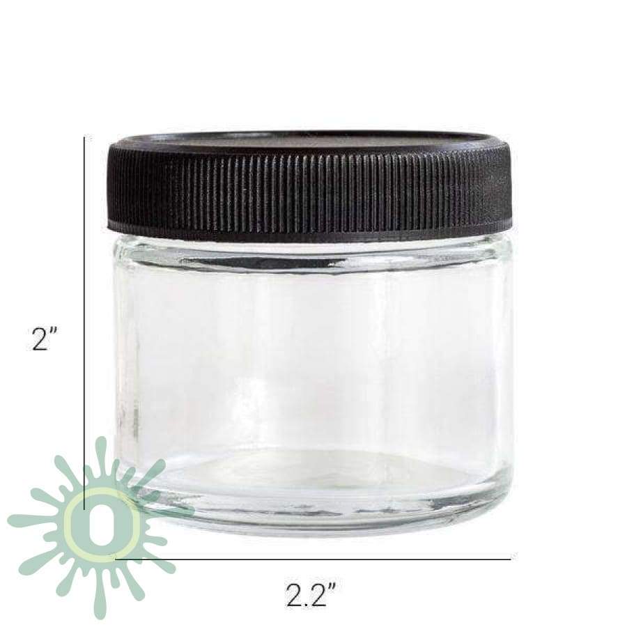 2OZ Glass Concentrate Container with Black Cap Child proof