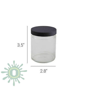 9oz Glass Jar - Black Cap - 12ct-Glass Jars-[-LoudLock.com