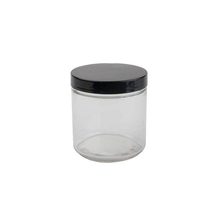 16oz Glass Jar -  Black Cap - 12ct