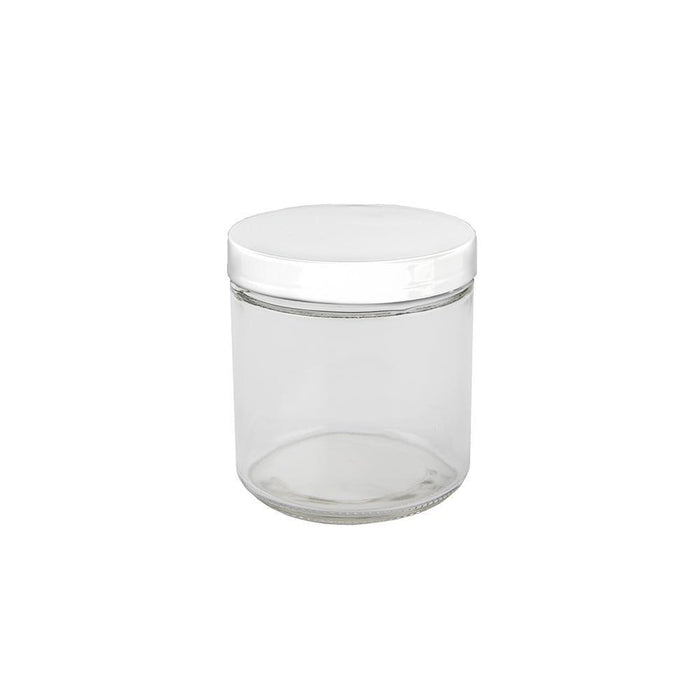 16oz Glass Jar -  White Cap - 12ct