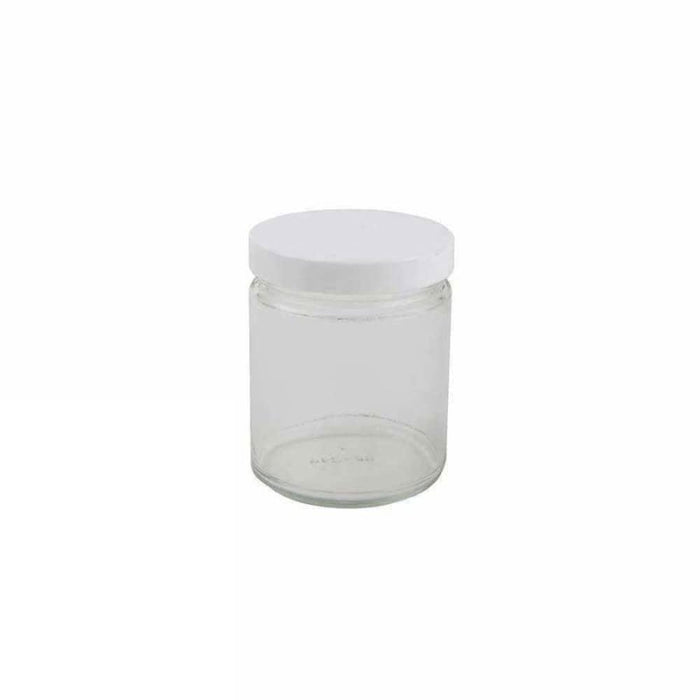 9oz Glass Jar -  White Cap - 12ct